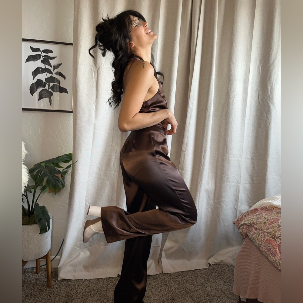 Two Piece Satin Pant Set